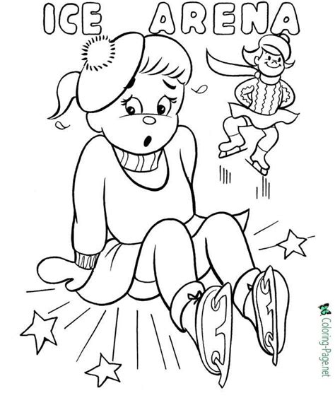 Winter Coloring Pages Girls Girls Skating Arena