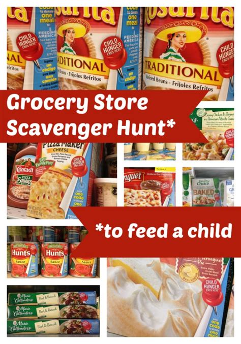 Find out about county or city services from the internet or library. Grocery Store Scavenger Hunt to Feed a Hungry Child