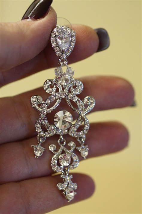 Swarovski Bridal Earrings Crystal Wedding Earrings Etsy