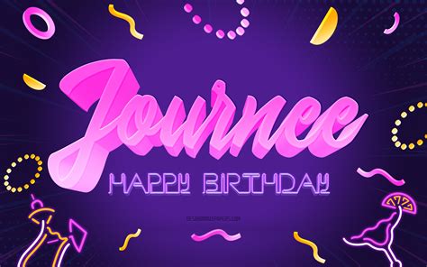 Download Wallpapers Happy Birthday Journee 4k Purple Party Background