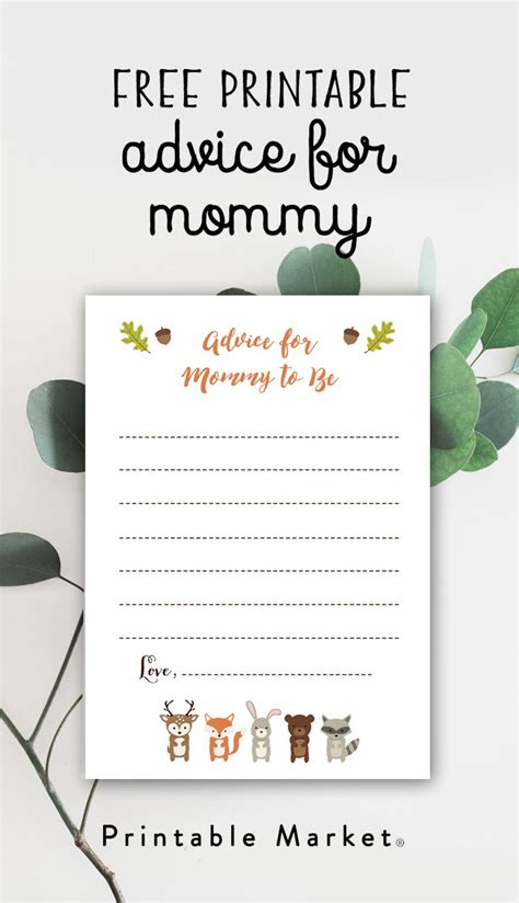 Baby shower 1 and baby shower 2. Free Baby Shower Printable - Woodland Fox Advice for Mommy - Instant Download in 2020 | Baby ...