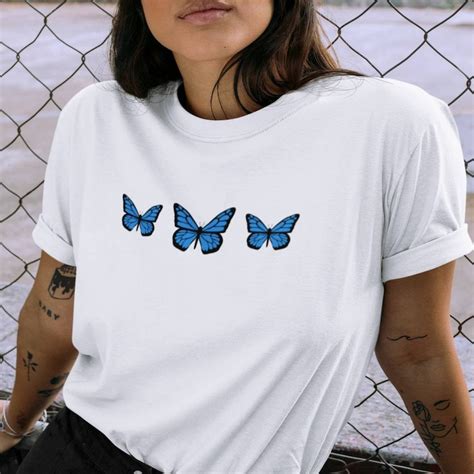 Blue Butterfly Shirt Butterfly Tee Monarch Butterfly T Etsy