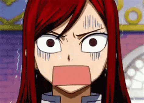 Anime Fairy Tail Erza Scarlet Shocked Reaction GIF GIFDB Com