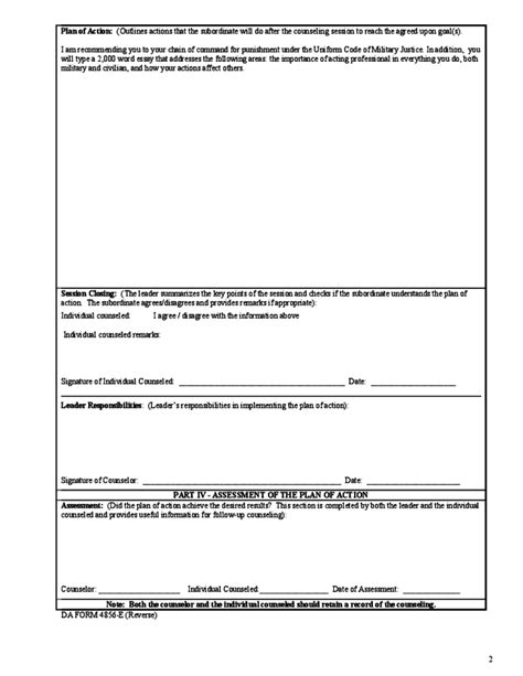 Army Army Counseling Form