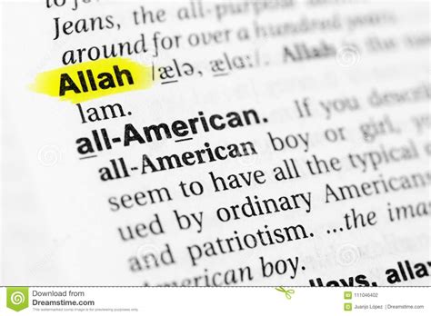 Highlighted English Word `allah` And Its Definition In The Dictionary
