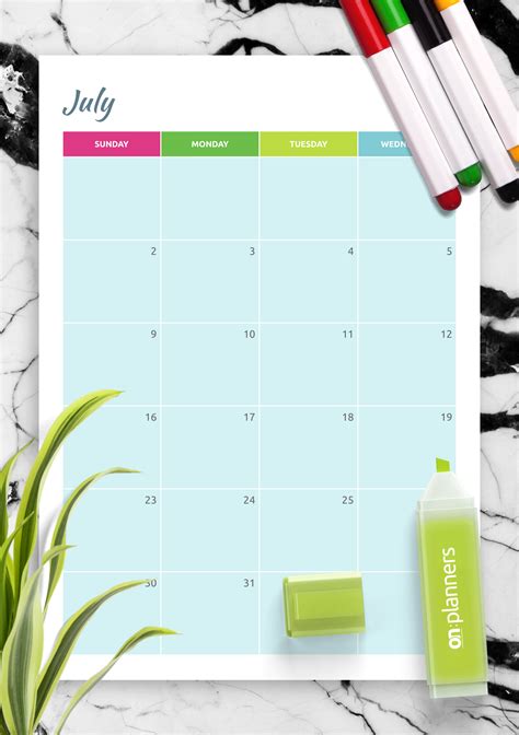 Printable July Calendar 2021 With Notes Portrait Editable July 2021