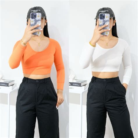 Mmclothing Knitted Deep Roundneck Longsleeve Shopee Philippines