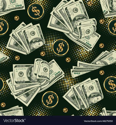 Money Pattern With Piles Of Dollar Bills Vector Image