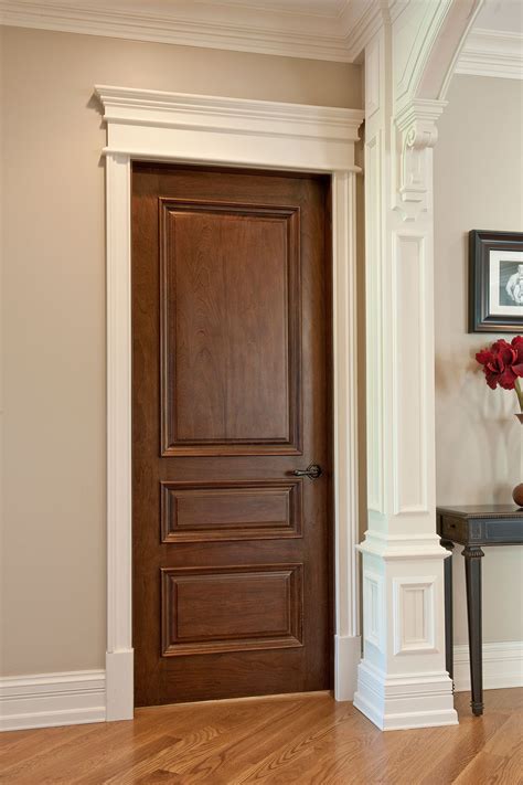 Interior Door Custom Single Solid Wood With Walnut Finish Classic Model Gdi