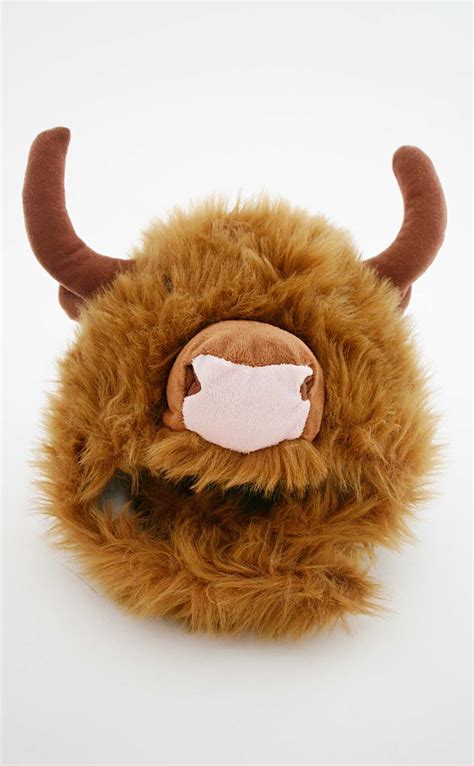 Beasties Brown Highland Cowbullmoose Horns Fluffy Winter Hat Quirky
