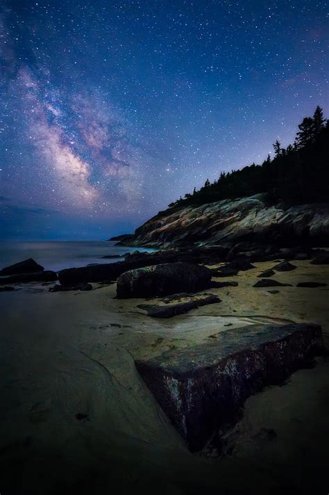 Milky Way Over Sand Beach Acadia National Park Photograph By Jeff