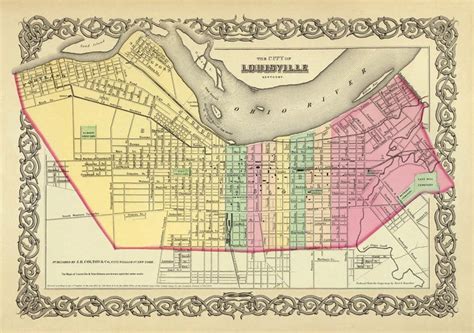 Antique Louisville City Map Louisville Map Archival Print On Etsy