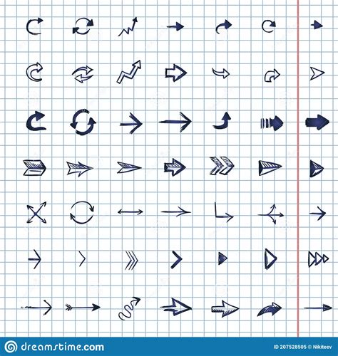 Vector Set Of Sketch Arrows And Cursors Stock Vector Illustration