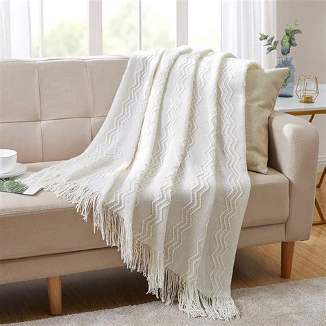 Bourina Throw Blanket Textured Solid Soft For Sofa Couch Decorative