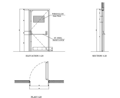 Steel Door Details In Plan And Elevation In Autocad Dwg File Cadbull