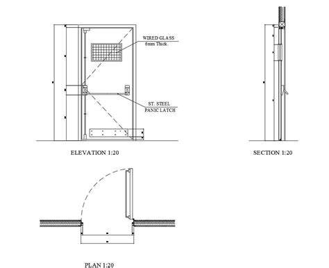 Steel Door Details In Plan And Elevation In AutoCAD Dwg File Cadbull