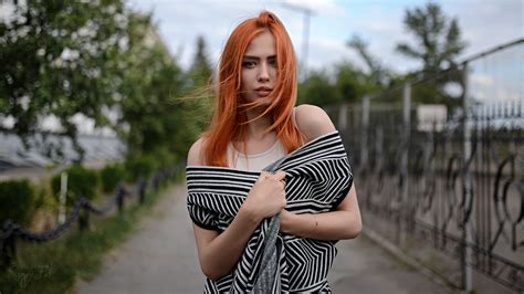 Women Portrait Depth Of Field Sergey Fat Redhead Women Outdoors