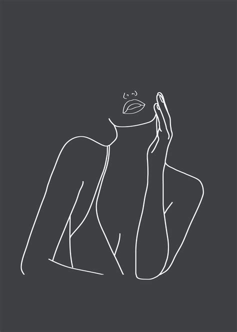Minimal Line Art Of A Woman Mini Art Print By Nadja Without Stand 3