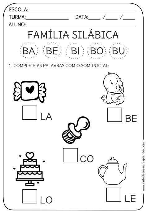 Atividades Família Silábica B