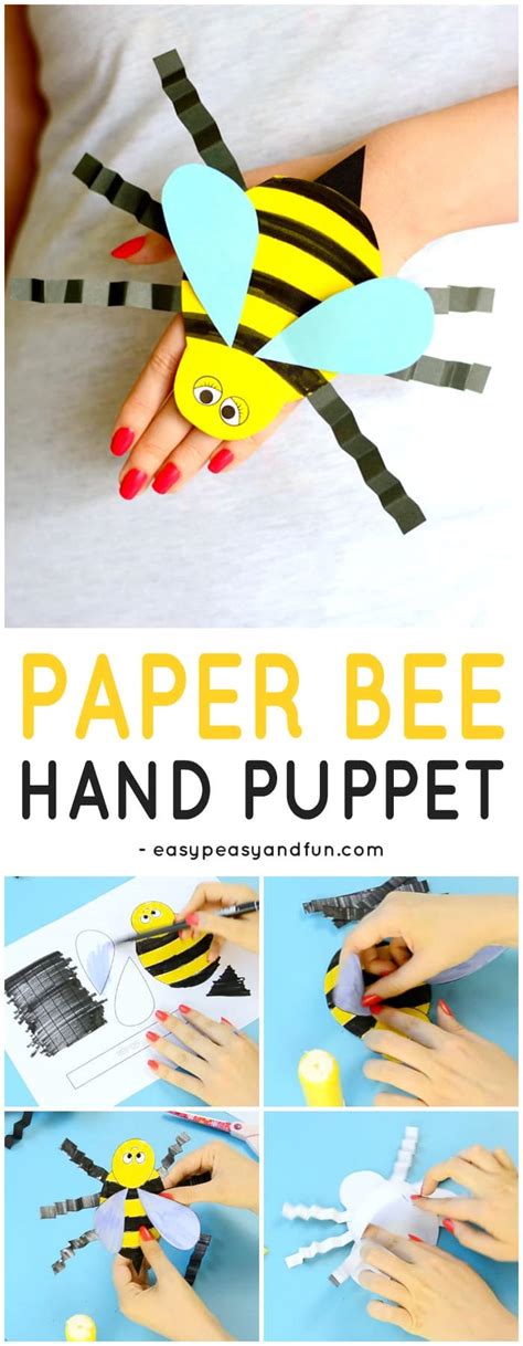 Bee Paper Hand Puppet Template Easy Peasy And Fun