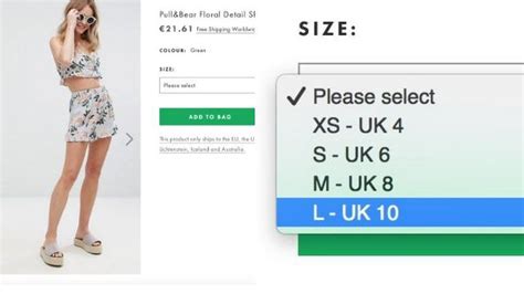 A woman who's a size 12 in the us will be a size 14 in. ASOS and Pull & Bear under fire for listing pair of UK ...