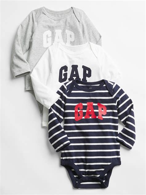 Baby Gap Logo Long Sleeve Bodysuit 3 Pack Gap Factory