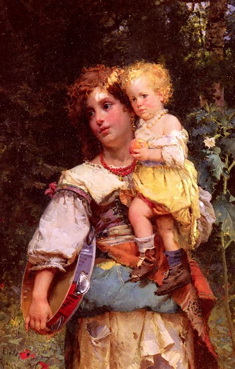 Gypsy Woman And Child Painting Cesare Auguste Detti Oil Paintings