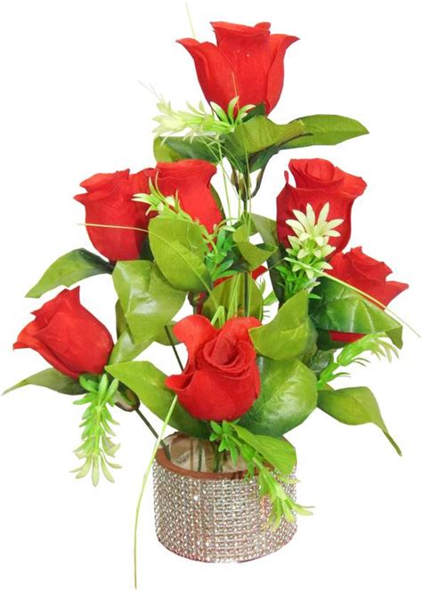 best flower best flow 005 red rose artificial flower with pot price in india buy best flower