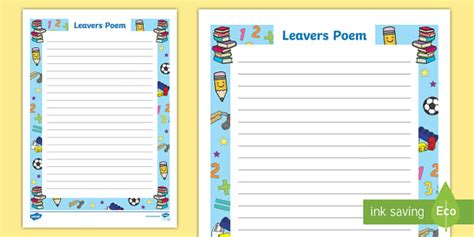 Leavers Poem Writing Template Teacher Made Twinkl