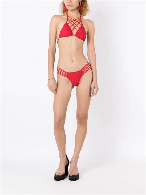 amir slama lattice strap bikini set farfetch