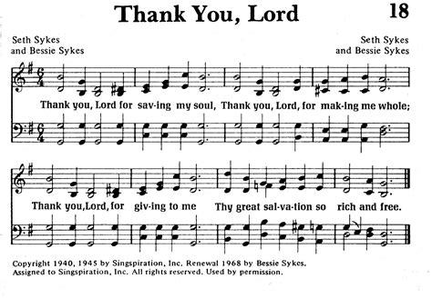 Worship Lead Sheets Thank You Lord Sykes