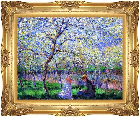 Claude Monet Springtime 11x14 Framed Art Canvas Giclee Print With