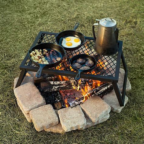 New Portable Folding Campfire Grill Grate Camping Bbq Cooking Open Over