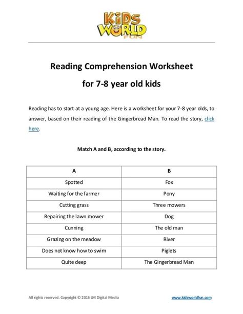 Worksheets For 8 Year Olds English