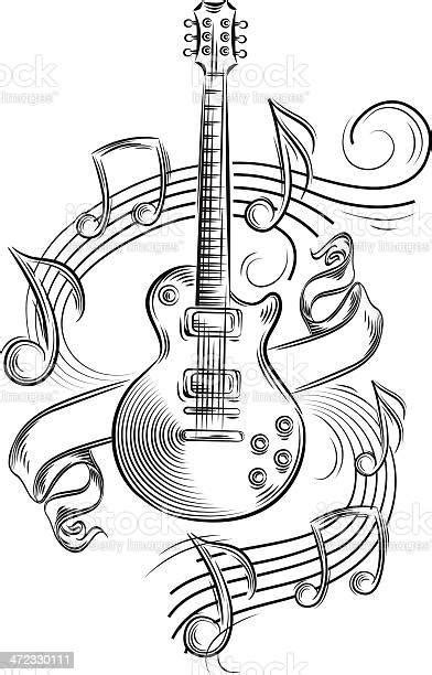 Guitar Notes Stock Illustration Download Image Now Guitar Musical