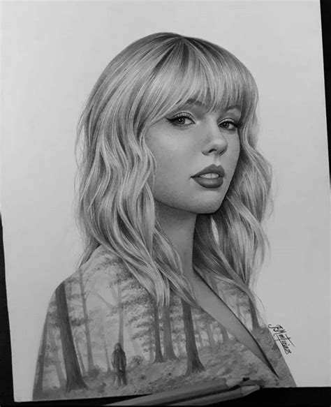 A Pencil Drawing Of A Woman With Long Blonde Hair