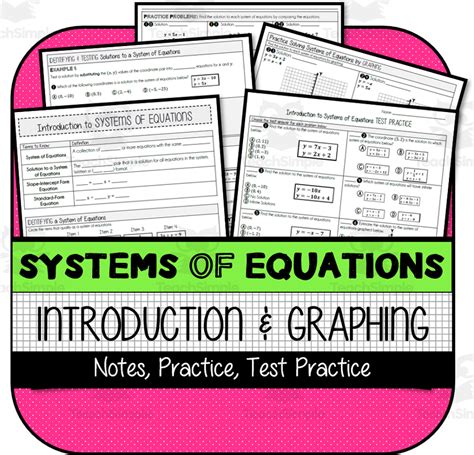 Systems Of Equations Introduction And Graphing Notes And Practice By Teach