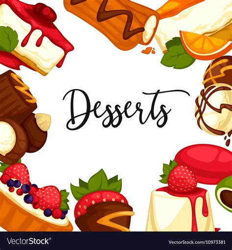 Delicious Sweet Dessert Cartoon Royalty Free Vector Image