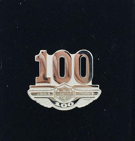 Harley Davidson Sterling 100th Anniversary Pin Old Strathcona Antique