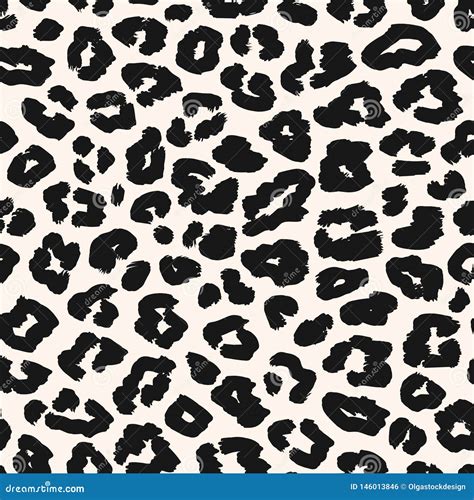 Leopard Seamless Pattern Black And White Vector Background Animal