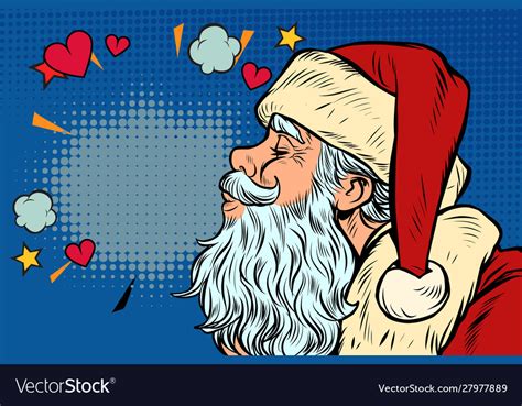 Kiss Love Santa Claus Character Christmas Vector Image