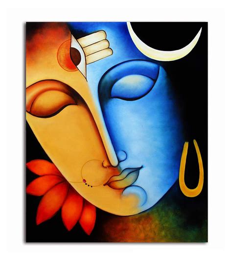 Acrylic Smooth Lord Shiva Parvati Canvas Painting Size 16 X 20 Inch At Rs 2500 In Kolkata