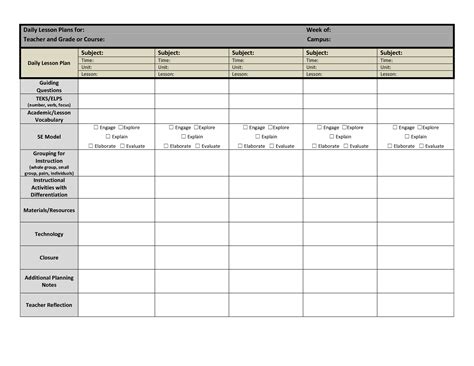 Daily Lesson Plan Template Rich Image And Wallpaper