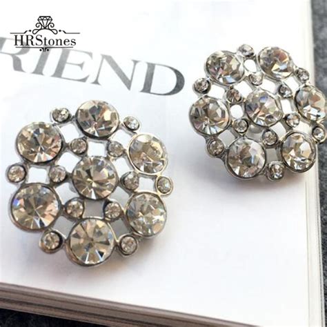 Rhinestones Buttons Fur Coat Cuffs Bags Strass Decoration Silver