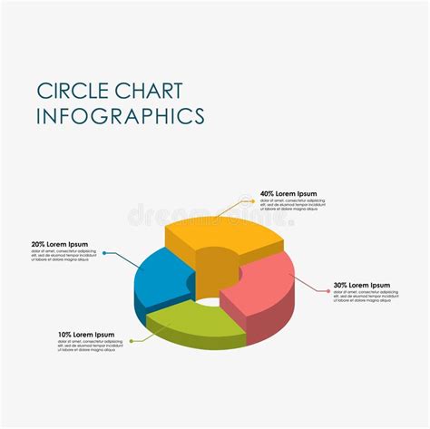 Pie Chart Circle Infographics Elements 3d Vector Flat Design Full