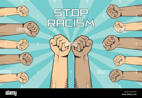 Stop Racism Illustration With A Lot Of People Hand Show Fights Against