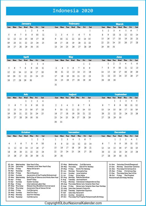 2021 Calendar With Indonesia Holidays Pdf Free Printable Templates