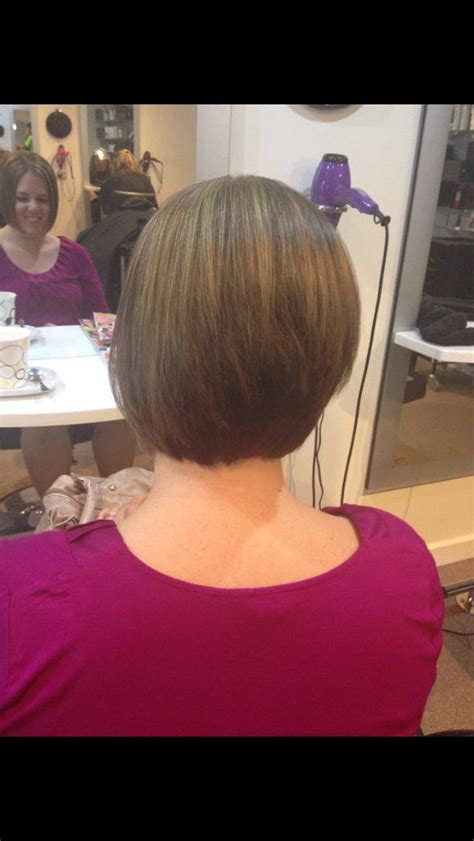 Back View Short Graduated Bob With Blonde Foils Blonde Foils Short Graduated Bob Blonde