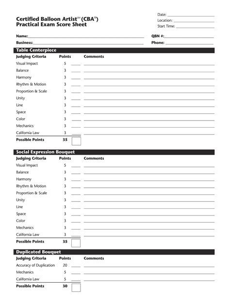 Test Score Sheet Template Fill Online Printable Fillable Blank