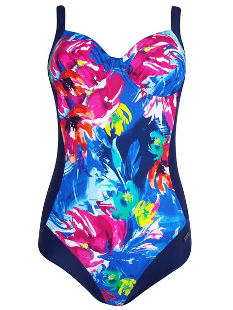 Naturana Naturana Navy Floral Print Underwired Swimsuit Size